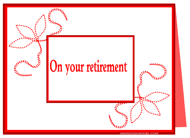 “On your retirement” Greeting card tag for the month of February 2017