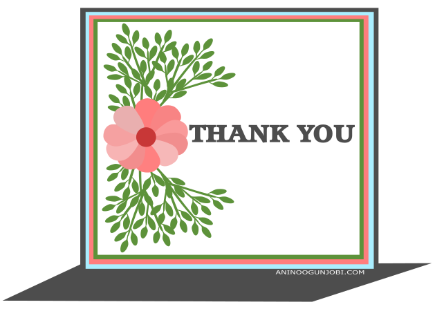 “Thank you” greeting card tag for the month of February 2017