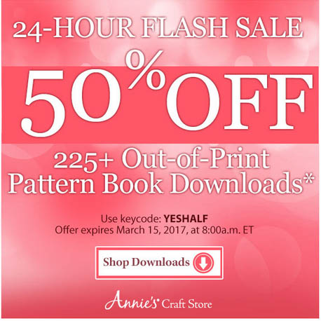 Sale: Save 50% off out-of-print-pattern download on Annies attic for 24 hours only.