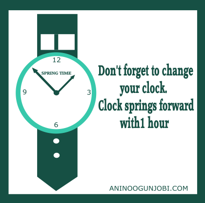 News: Spring forward to Spring clock-time with 1(one) hour as clock changes