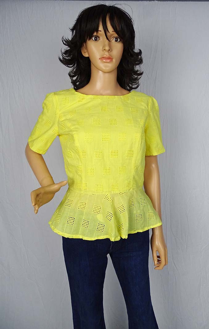 Finished Yellow peplum top using Simplicity 1650 sewing pattern