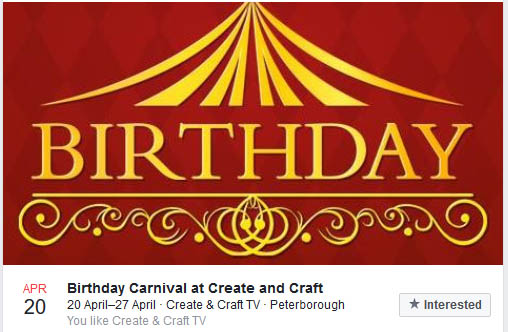 Craft TV: Create and Craft TV are celebrating their 14th birthday from today(20th of April 2017) with half price craft-club membership, free postage and packaging on everything on the website