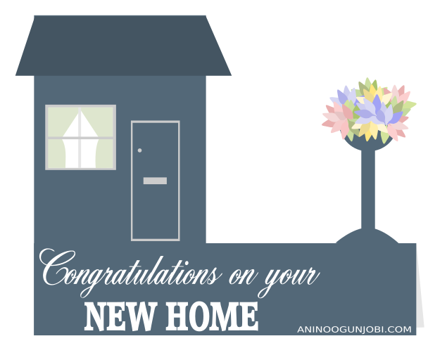 “New home” greeting card tag for the month of June 2017