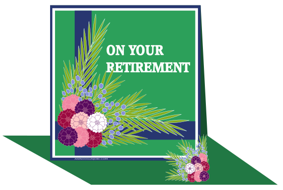 “On your retirement” greeting card tag for the month of June 2017