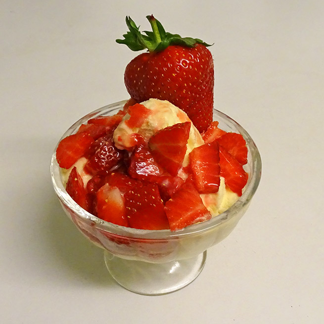 Day 4 of 30 days of Strawberry: Garnish Ice-cream with diced Strawberry