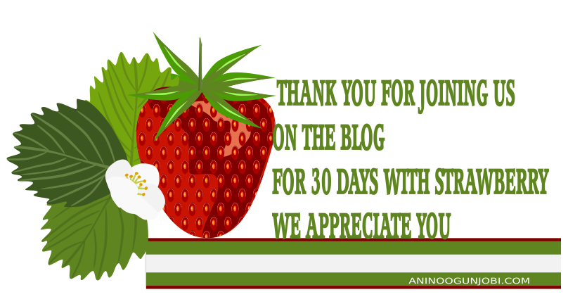 Greeting Card Tag: Thank You For Joining Us In The Month Of July For 30 Days With Strawberry