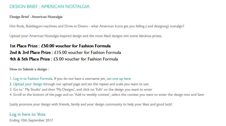 Fashion Formula presents a design contest with the theme “American Nostalgia”