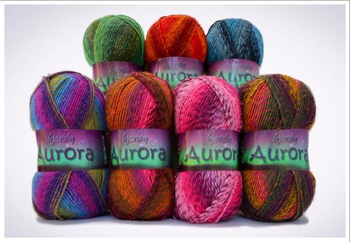 Yarn: Wendy Aurora yarns by Thomas B. Ramsden in thrilling colours inspired by the Northern Lights