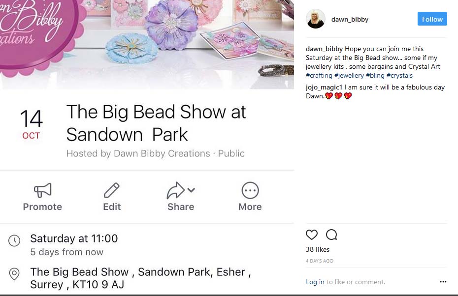 Event: Get Bargains With Dawn Bibby On The Big Bead Show At Sandown Park Surrey On the 14th Of October 2017