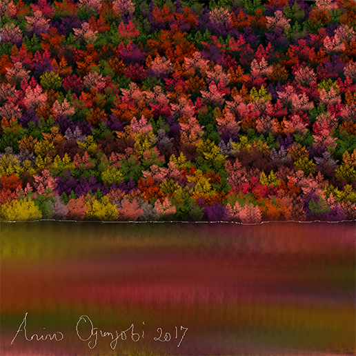 Digital Painting: Alluring Colourful Vegetation With Lake Painted BY Anino Ogunjobi Using Gimp Paint Studio And A Nature’s Picture As Reference