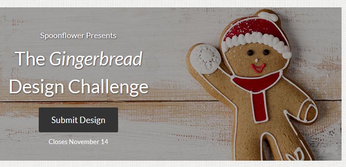 Design Competition: Catch the runaway Gingerbread Man and his family on the next Spoonflower’s design challenge with a submission deadline at 3 pm EST 14th of November 2017