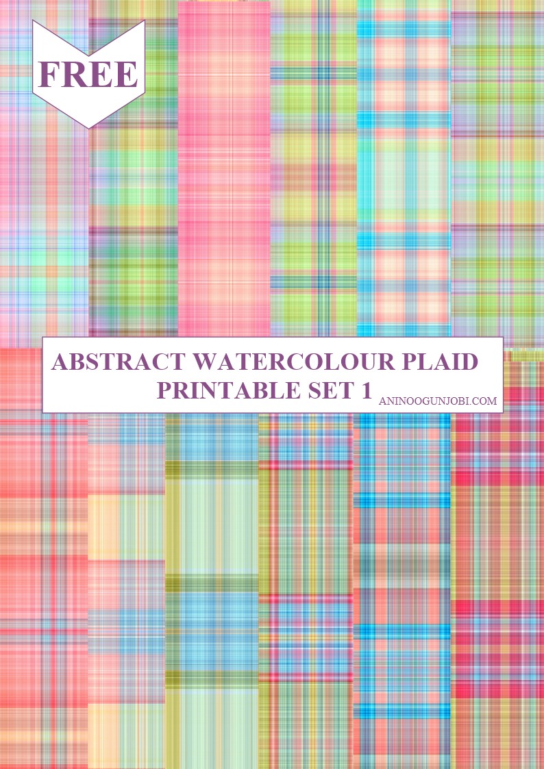 Free Printable- 30 Plaids Day 23:  Abstract Watercolour Plaid Printable Set 1