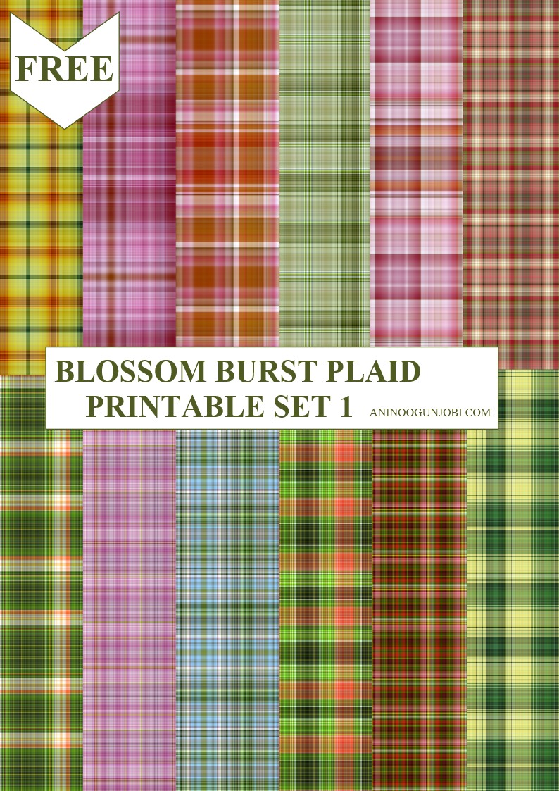 Free Printable- 30 Plaids Day 19: Blossom Burst Plaid Printable Set 1