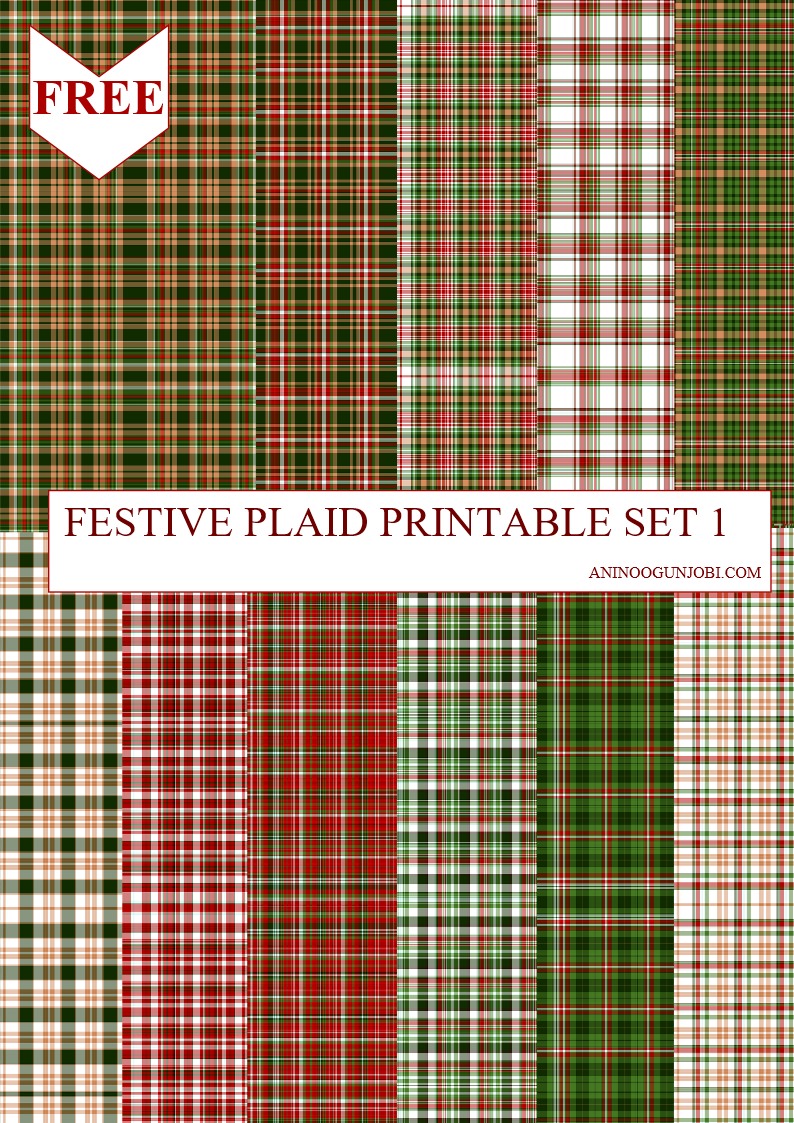 Free Printable- 30 Plaids Day 13:  Festive Plaids Printable Set 1