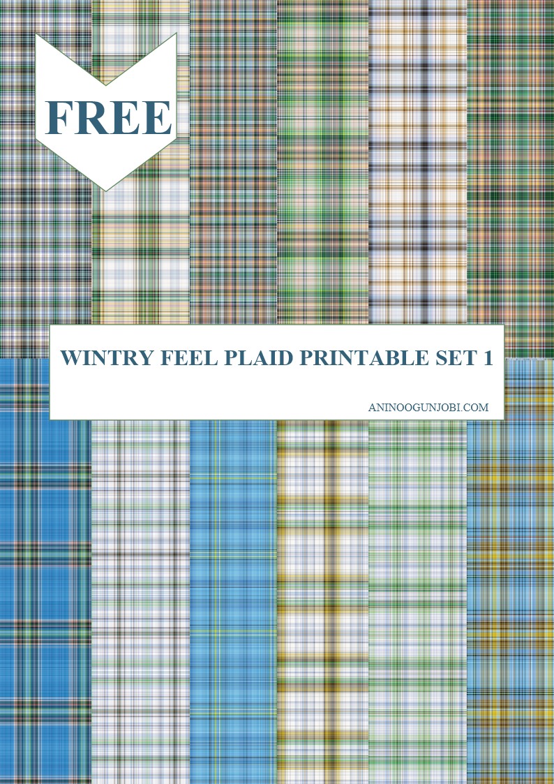 Free Printable- 30 Plaids Day 5:  Wintry Feel Plaid Printable Papers Set 1