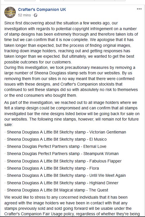 Copyright War: Crafter’s Companion publishes its final investigation on the Sheena Douglass potential copyright infringement stamps