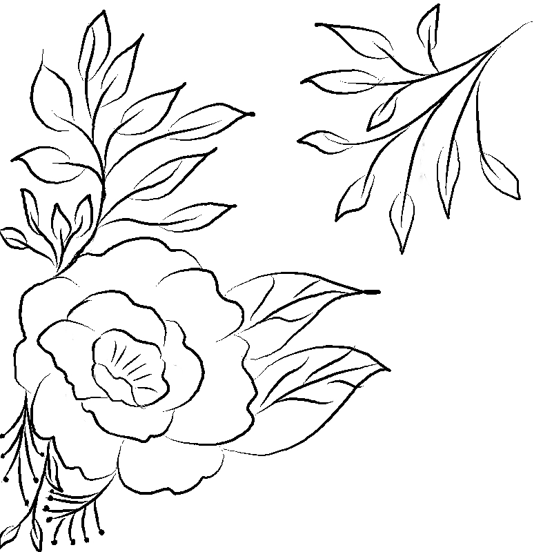 Lineart – Flower Drawing Day 1: Floral Spray