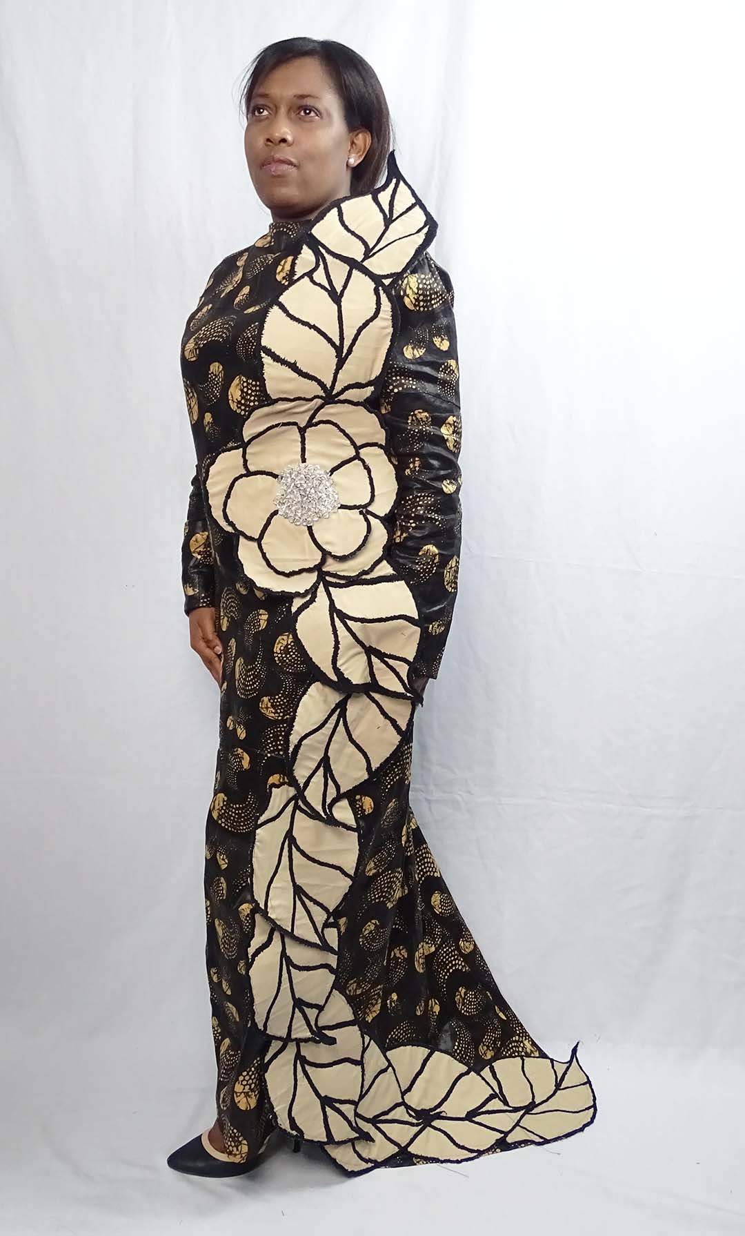 30 Days With Tie & Dye, Batik or Wax Print Fabric- Day 10: Batik Print Gown using Badgley Mischka Vogue 2237 Sewing Pattern