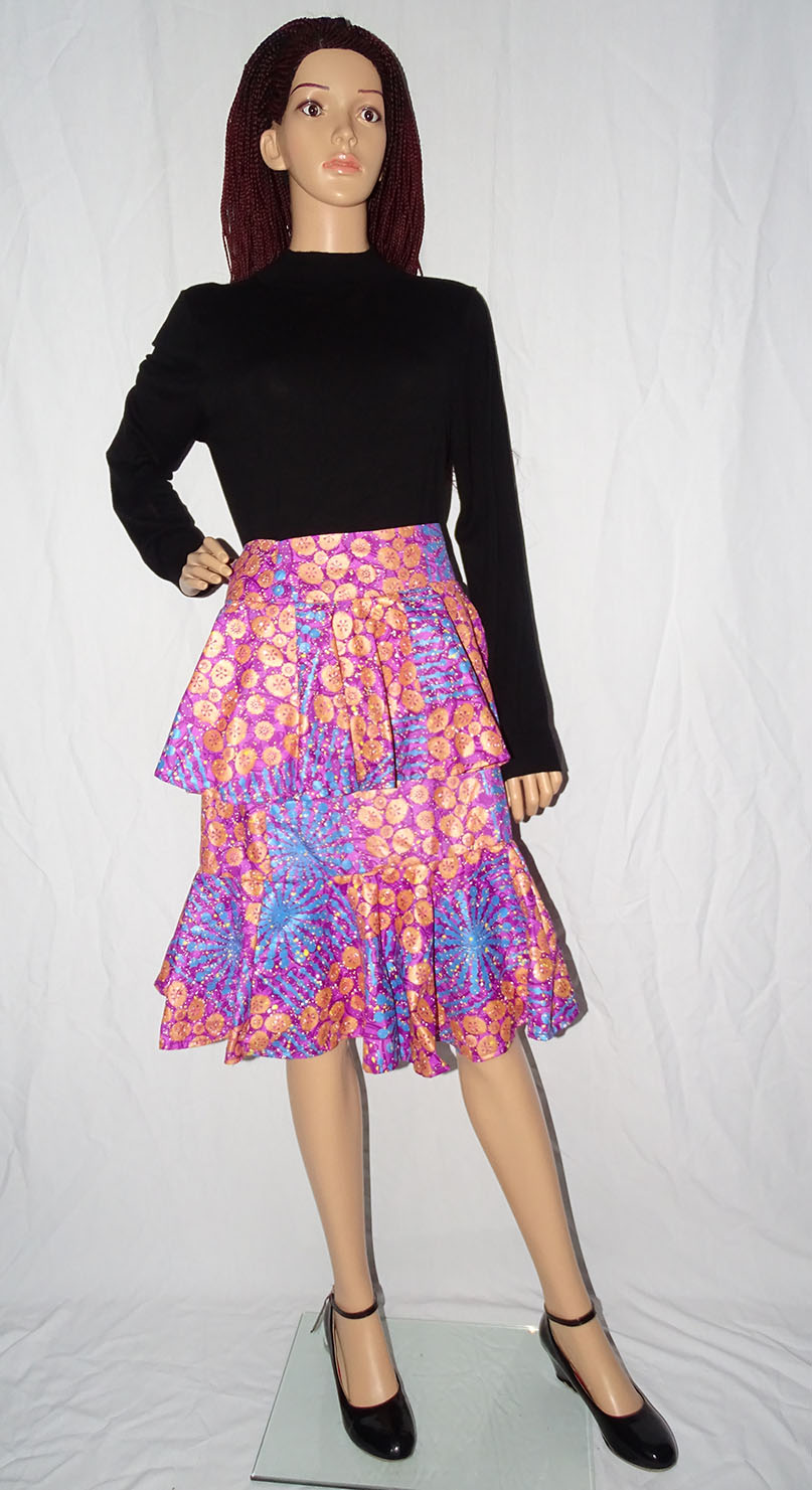 30 Days With Tie & Dye, Batik or Wax Print Fabric- Day 16: Batik Print Skirt using Burda style 7370