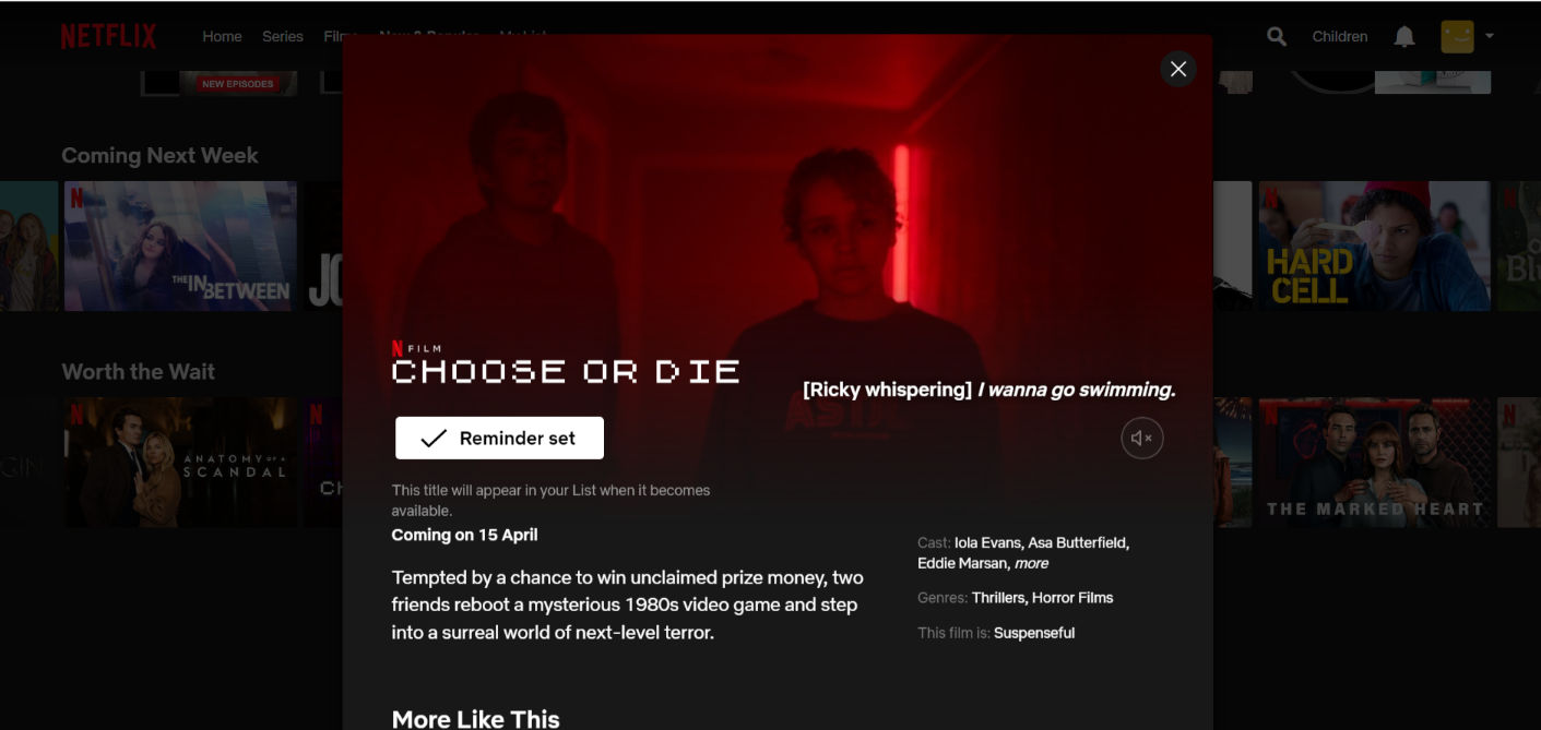 Film Making: Highlighting its features of being a gaming movie with next-level terror, The movie “Choose or Die” comes to Netflix 15th April 2022