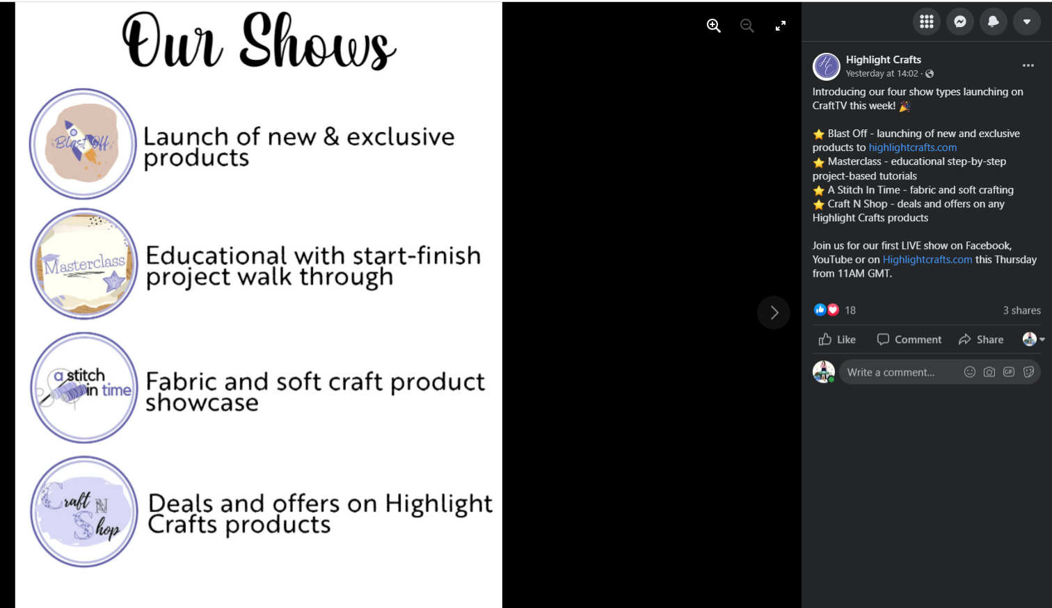 Highlight Crafts Echoes its channel CraftTV start off time for Thursday, 10th March 2022