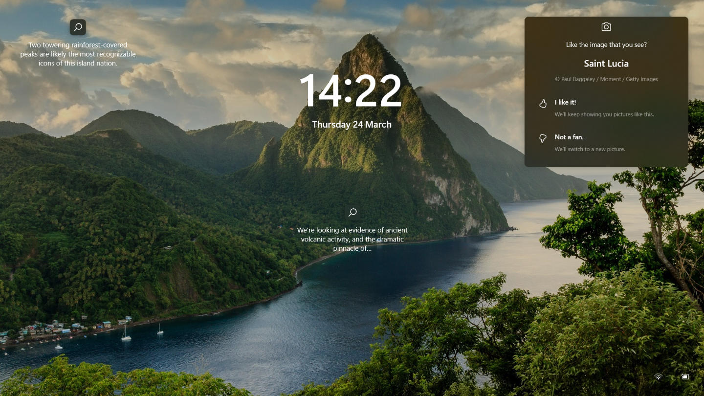 Screensaver/ Lock Screen: A piece of evidence depicting Ancient Volcanic activity, Piton mountains on the island of Saint Lucia on computer lockscreen