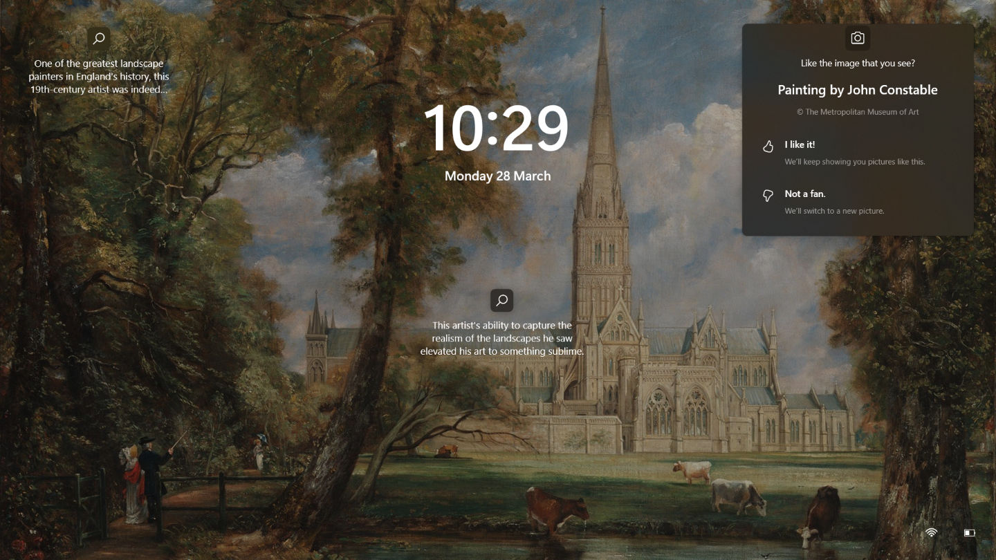 Screensaver / Lock Screen: ‘Salisbury Cathedral from the Bishop’s Grounds’ (ca. 1825), by John Constable ‘painterly touch’ on computer lockscreen