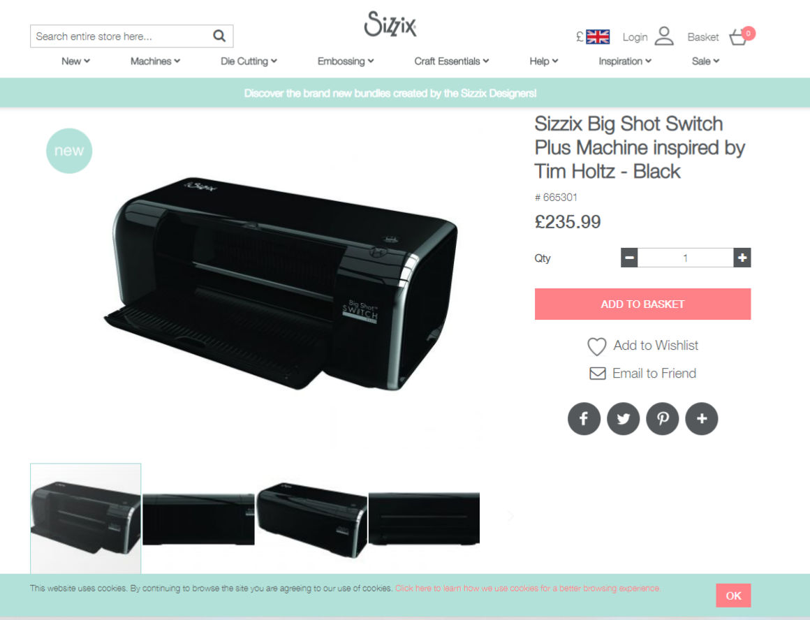 Sizzix sends sleeky ‘alluring sensation’ with its Big Shot Switch Plus die-cutting and embossing machine in Black colour