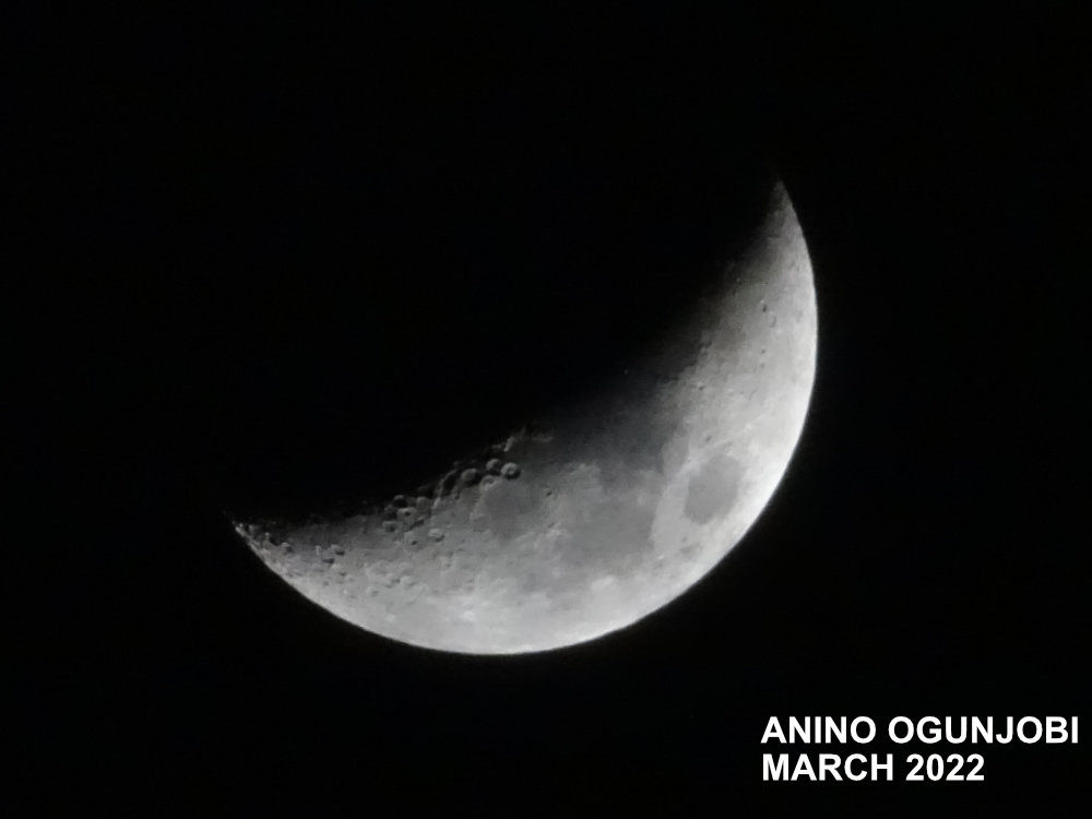 Nature Photography: Waxing Crescent Phase of Worm Moon March 2022