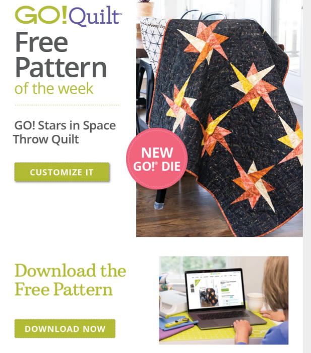 Quilting: AccuQuilt GO! Stars in Space Throw Quilt Pattern in a ‘Milky Way’ as the pattern of the week