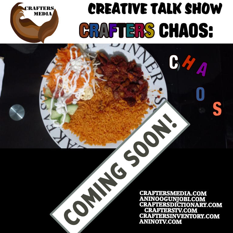 Crafters MEdia teases with a plate consisting of Jollof Rice, Beef / Steak Dodo and Vegetable Salad in Crafters Chaos coming soon programme