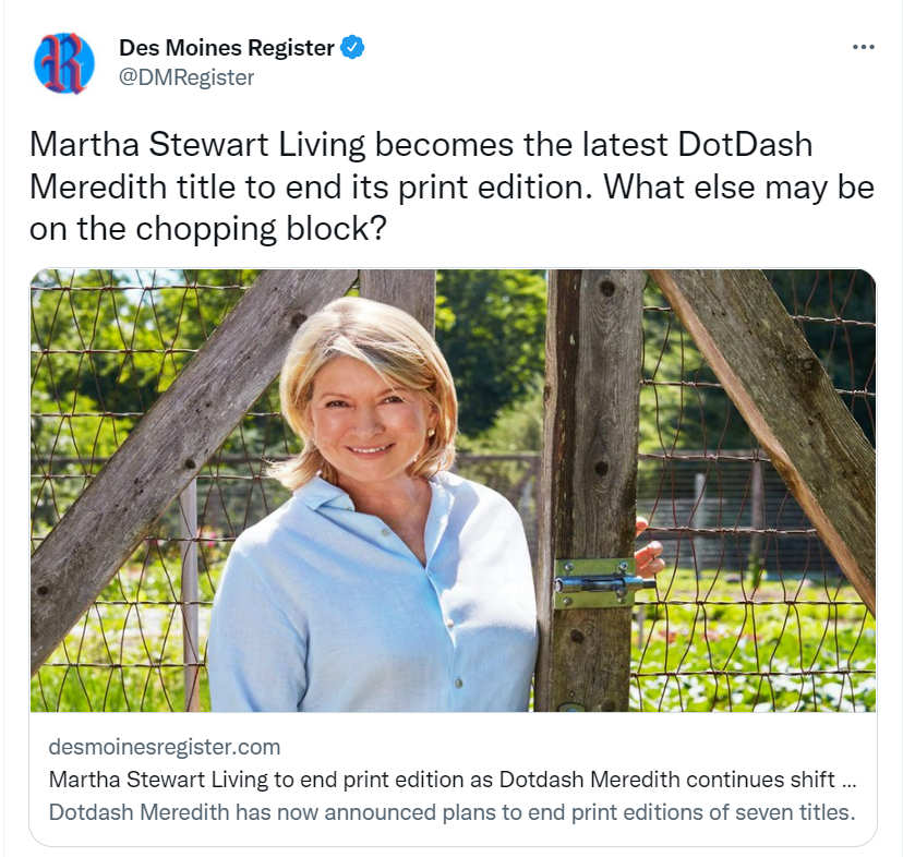 Martha Stewart Living Magazine Print Edition   hits the ‘chop block’ as digital edition leaps a focus