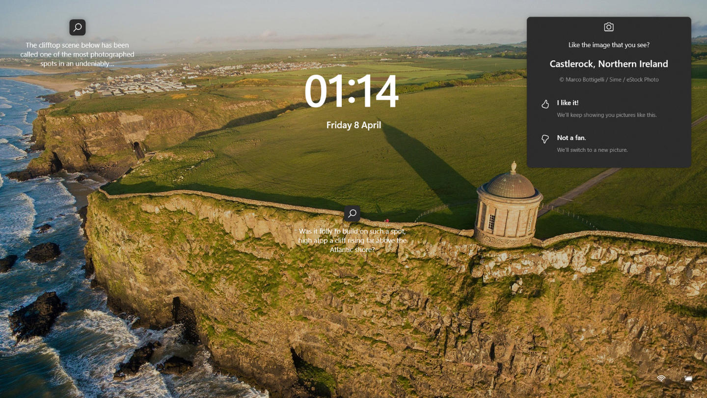 Screensaver/ Lock Screen: Mussenden Temple near Castlerock, Northern Ireland interest with its clifftop on Computer LockScreen