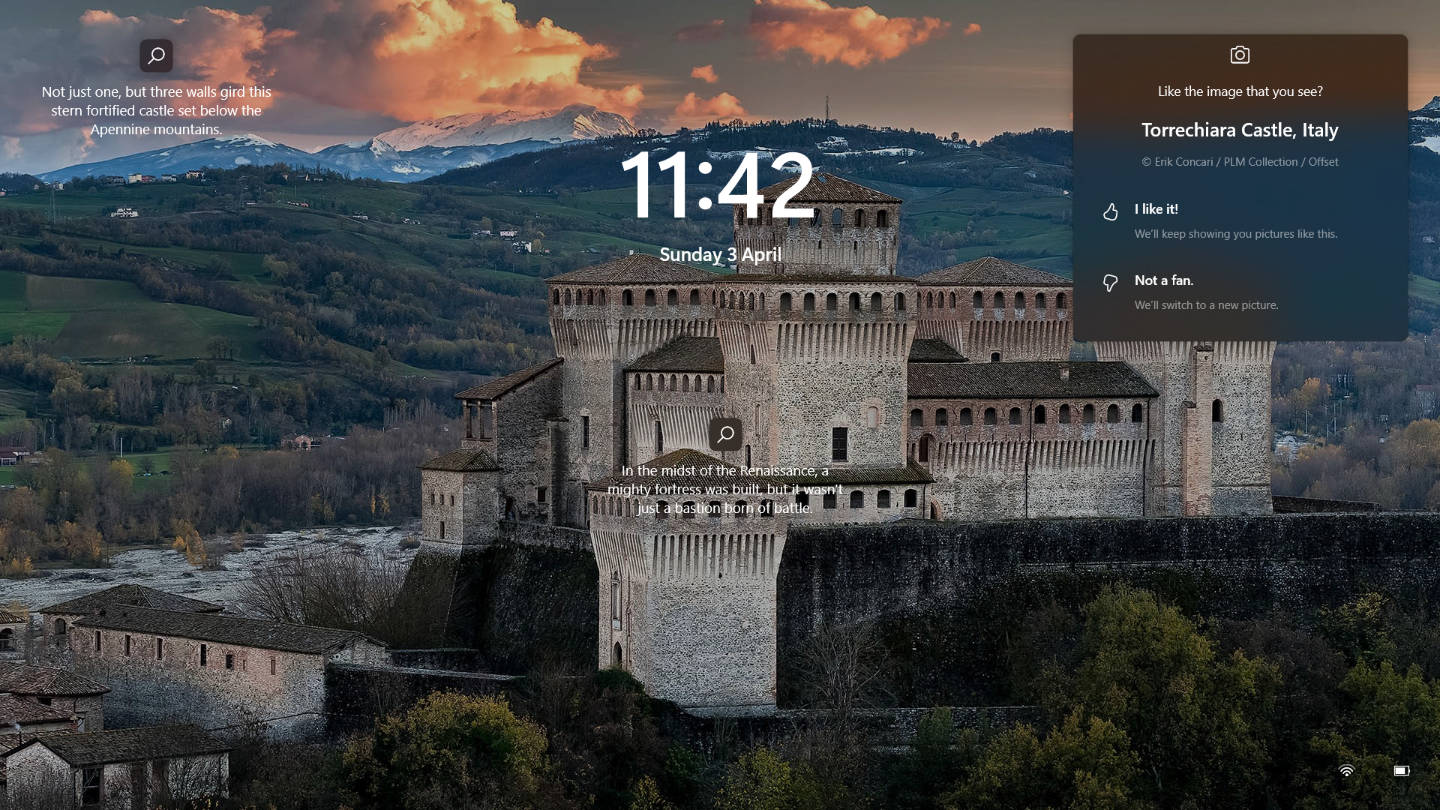 Screensaver / Lock Screen: Torrechiara Castle in Italy shows its “Scenic View” on Computer LockScreen