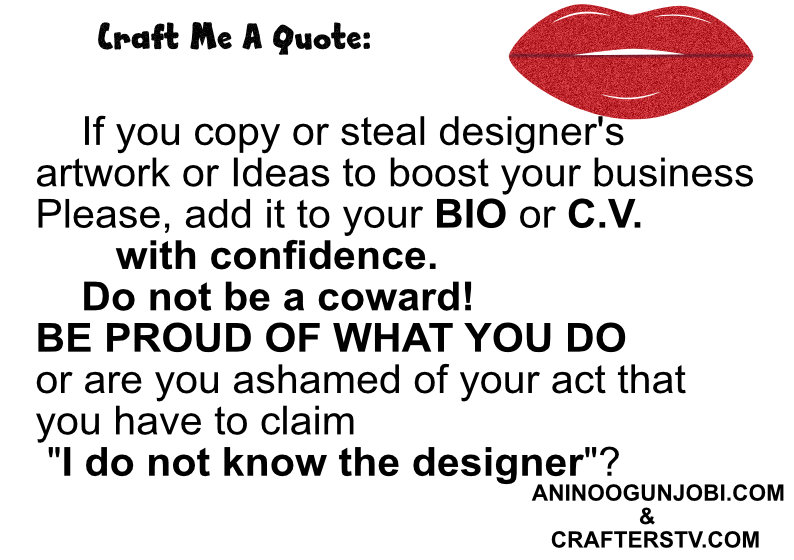 Craft Me A Quote: Copying other designer’s work, please add specialize in stealing the work of others to your CV