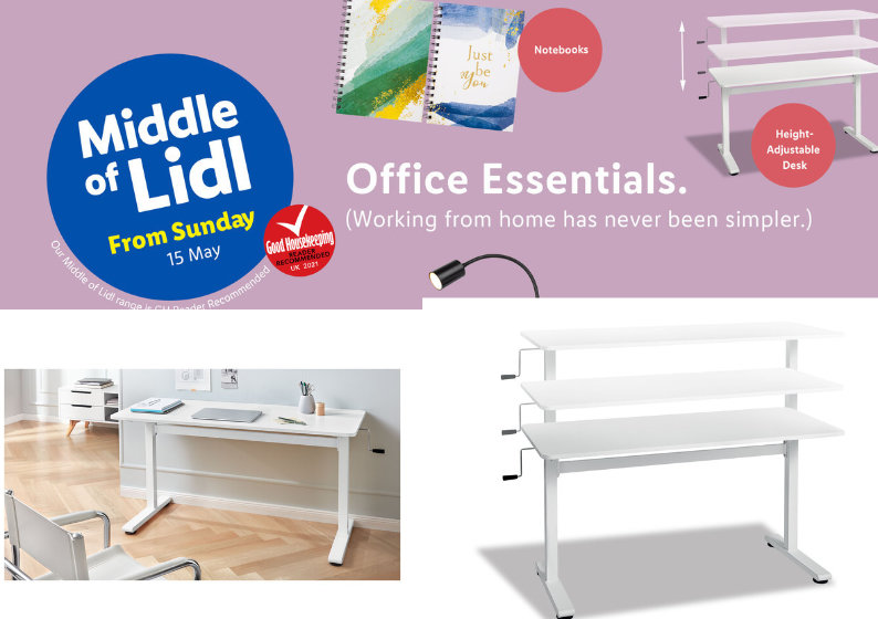 Displaying Adjustable height, Lidl welcomes Livarno Home Height-Adjustable Desk to its Middle of Lidl office deals