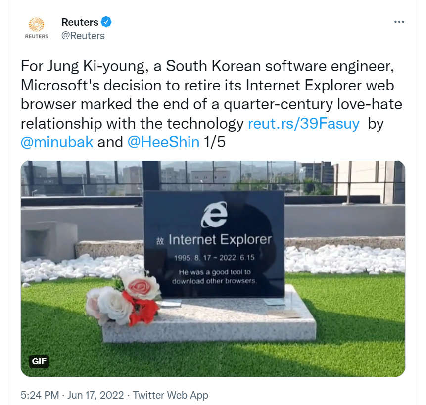 “It was a good tool to download other browsers” A memorial inscribed as Internet Explorer phased out takes effect