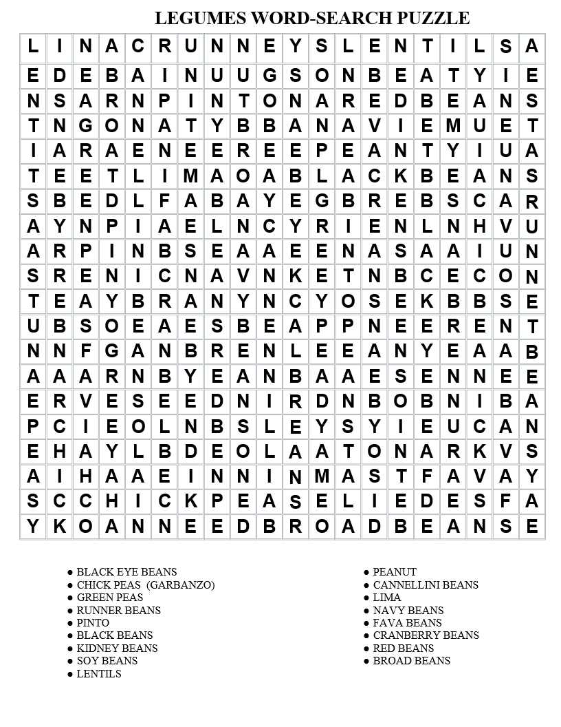 Games: 30 Days of Word Search Puzzle – Day 12: Legumes