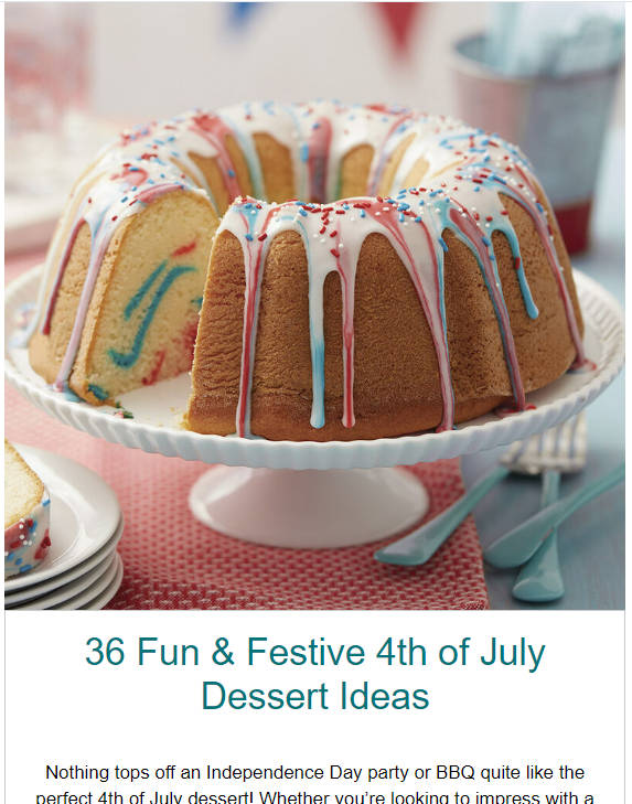 Wilton “whet appetites” as it holds USA flag in Colours” with 36 Fun & Festive Dessert Ideas